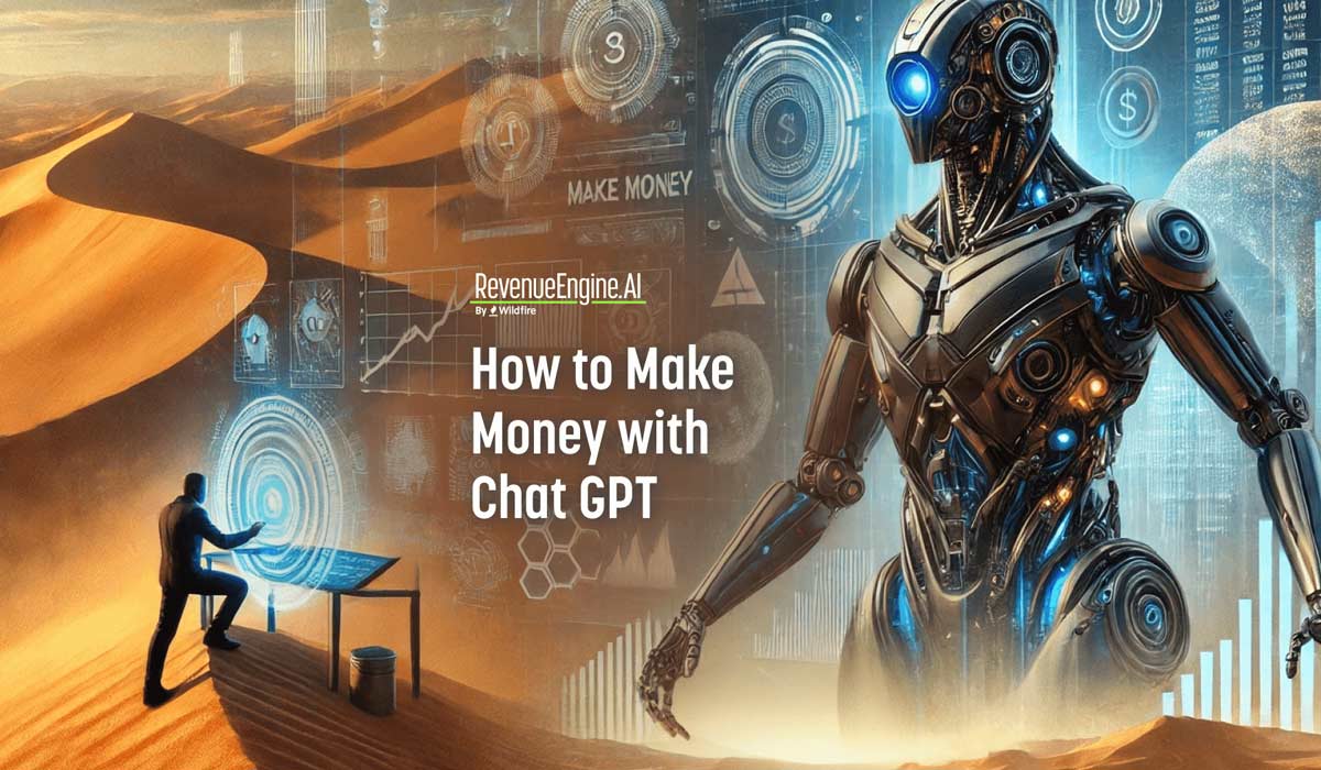 Futuristic image with a robot and how to make money with ChatGPT